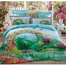 100% Cotton 40s*40s 133*72 Reactive Print Satin Quilted Bedspreads Eden Garden Bedding Set